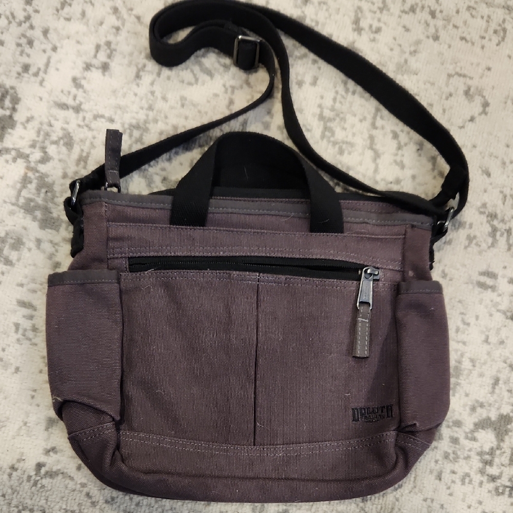 Duluth Trading Company Heritage Canvas  Brown/Gray/Plum Messenger Bag